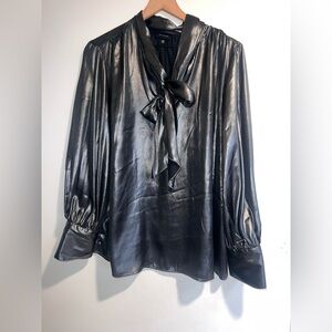 Graphite, metallic blouse with bow, size XXL